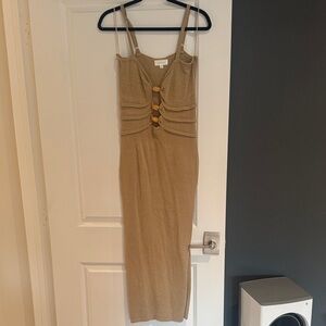 MARBLE Tan Strappy Midi Dress